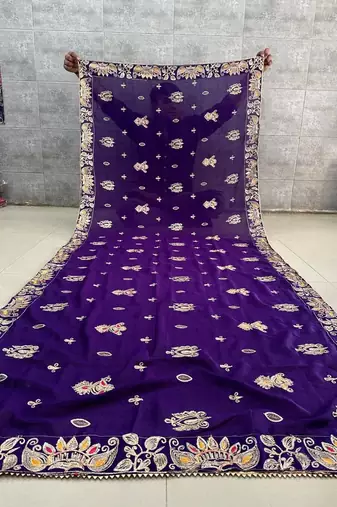 Traditional Roman silk blend White Gota Lace Lehenga Choli