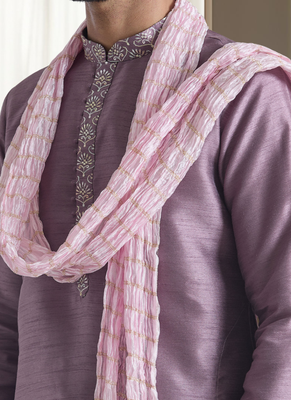 Purple kurta churidar set for men's wear 2