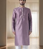 Purple kurta churidar set for men's wear