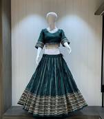 Traditional Roman Silk Teal Gota Lace Lehenga Choli