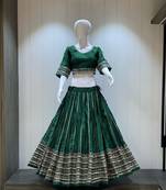 Traditional Roman Silk Green Gota Lace Lehenga Choli