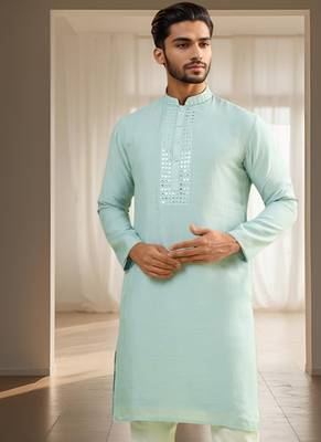 Blue silk kurta sets 3
