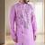 Purple mirror embroidery silk kurta sets for men's