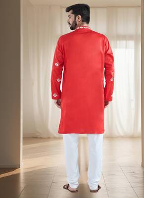 Red mirrar embroidery kurta sets indian ethnic wear 2