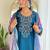 Teal viscose chanderi heavy thread embroidery work with printed dupatta kurta pant set