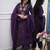 Purple rayon heavy thread embroidery work kurta pant set