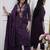 Purple rayon heavy thread embroidery work kurta pant set