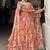 Peach georgette printed gown with dupatta