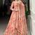 Peach georgette printed gown with dupatta