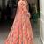Peach georgette printed gown with dupatta
