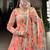 Peach georgette printed gown with dupatta