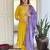 Mustard vichitra silk heavy thread embroidery sequins work with printed dupatta kurta pant set
