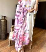 Off white viscose chanderi heavy thread embroidery work with printed dupatta kurta pant set