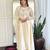 Cream vichitra silk heavy thread embroidery sequins work kurta pant set