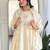 Cream vichitra silk heavy thread embroidery sequins work kurta pant set