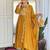 Mustard vichitra silk heavy thread embroidery sequins work kurta pant set