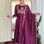 Purple vichitra silk heavy thread embroidery sequins work kurta pant set