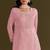 Baby pink embroidered chinon semi-stitched palazzo style salwar suit