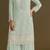 Light green embroidered chinon semi-stitched palazzo style salwar suit