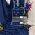 Blue embroidered chinon semi-stitched palazzo style salwar suit