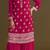 Red embroidered chinon semi-stitched palazzo style salwar suit