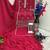Red embroidered chinon semi-stitched palazzo style salwar suit