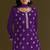 Purple embroidered chinon semi-stitched palazzo style salwar suit