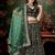Green cord worked velvet semi stitched lehenga dress