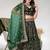 Green cord worked velvet semi stitched lehenga dress