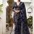 navy blue printed Lurex Viscose Brasso Saree