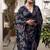 navy blue printed Lurex Viscose Brasso Saree