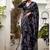 navy blue printed Lurex Viscose Brasso Saree