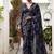 navy blue printed Lurex Viscose Brasso Saree