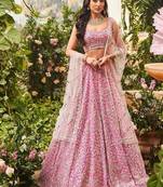 gajri pink sequins embroidered art silk semi stitched lehenga choli