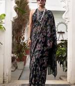 black printed Lurex Viscose Brasso Saree
