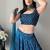 Blue faux georgette embroidered semi stitched lehenga choli with dupatta