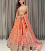 orange silk sequin embroidered lehenga choli