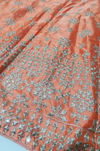 orange silk sequin embroidered lehenga choli