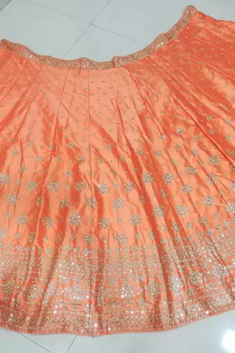 orange silk sequin embroidered lehenga choli