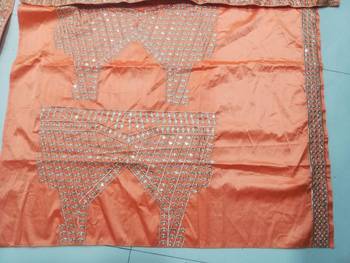 orange silk sequin embroidered lehenga choli 5