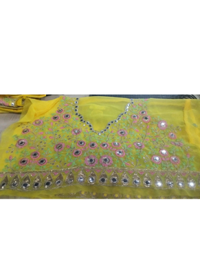 Yellow haldi mirror work lehenga set for women 3