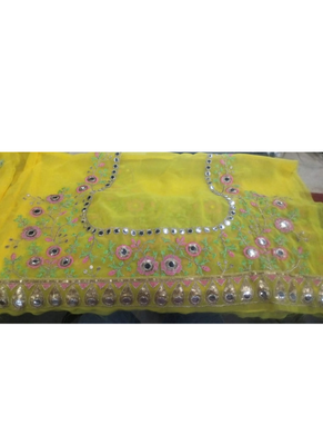Yellow haldi mirror work lehenga set for women 4