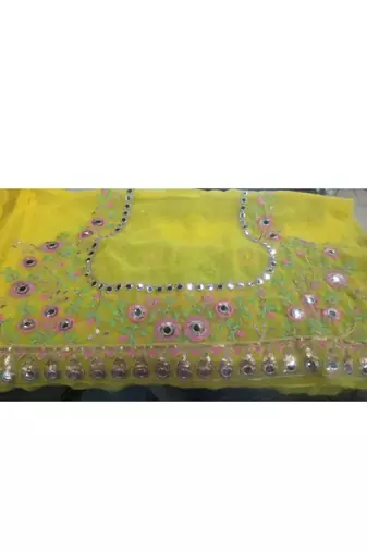 Yellow haldi mirror work lehenga set for women