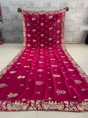 Traditional Roman silk blend Wine Gota Lace Lehenga Choli for Garba Nights 2