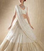 off white zari and sequins embroidered georgette lehenga choli