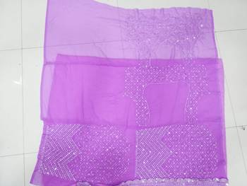 Lavender Embroidered Faux Georgette Lehenga 5