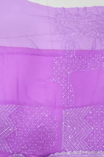 Lavender Embroidered Faux Georgette Lehenga