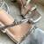 Silver solid leather heels