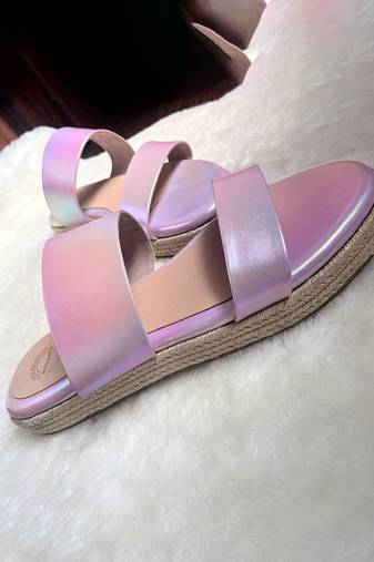 Purple solid leather sandals