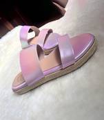 Purple solid leather sandals